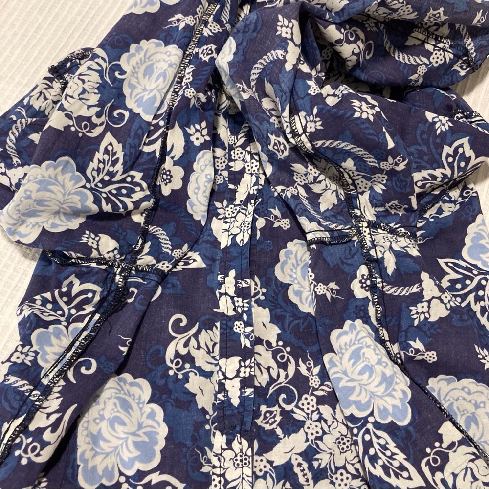 Caribbean Joe 100% Cotton Blue Floral Button Down Shirt - Picture 6 of 9